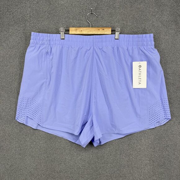 Athleta Hustle 3” Athletic Athleisure Shorts Blue Lined Plus Size 2x NWT - Picture 1 of 16